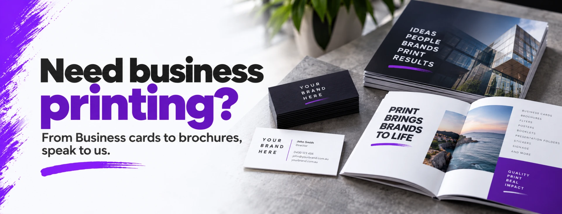 Need business printing? From business cards to brochures, speak to us.